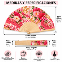 Éventail en bois souvenir espagnol 23 cm de haute qualité rose rose Éventail de la fiesta patronale espagnole Flamenco