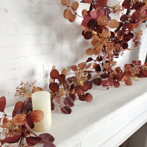Guirnalda de <span class=keywords><strong>Hojas</strong></span> de <span class=keywords><strong>Eucalipto</strong></span> Otoñales y Bayas de Plástico, Decoración para Acción de Gracias y Navidad, Guirnalda de Flores de Plástico de 150 cm - Product Image 2