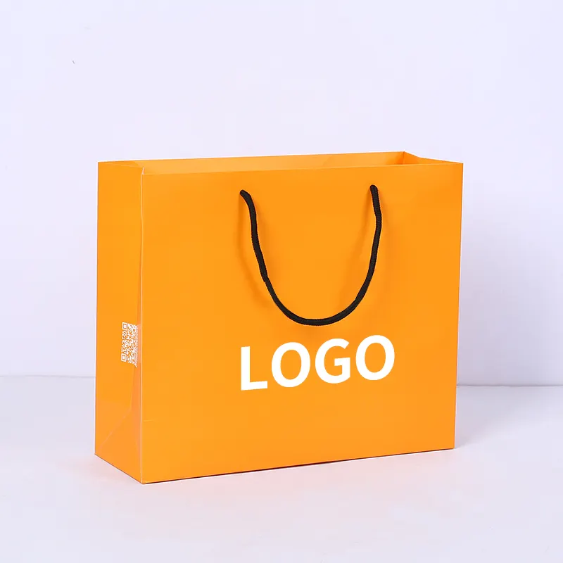 Luxury Fashion Custom Design Logo Printing Eco Friendly Shopping Packaging White Cardboard Paper Bags with Handle