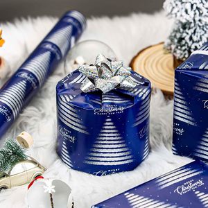 Christmas <b>Wrapping</b> <b>Paper</b> Blue Tree Design 17 Inch X Recyclable Gift Craft Use - Product Image 3