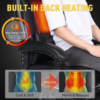 Fauteuil de bureau de direction massant 3D avec fonction de pétrissage, chauffant, pour personnes de grande taille et poids lourd (jusqu'à 227 kg), inclinable, en cuir, avec repose-pieds électrique, noir