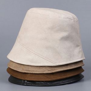 2025 New Arrival Autumn PU Leather Fisherman <b>Hat</b> Simple Fashion Trendy Solid Color Casual Bucket <b>Hat</b> - Product Image 1