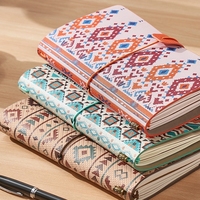 Carnet à spirale et à feuilles mobiles de style ethnique A6 pour notes et enregistrements, couverture en cuir, pages amovibles, cadeau