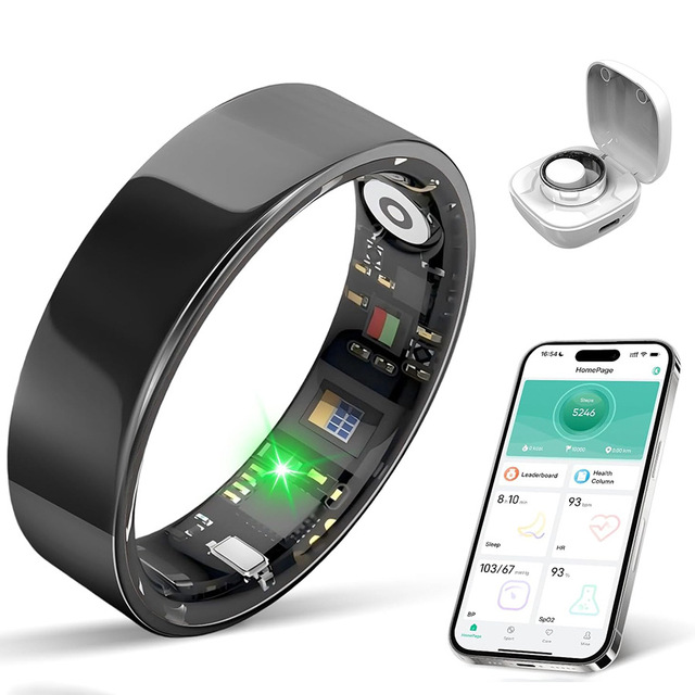 Sleep Monitor Heart Rate Monitor CE FCC RoHS IP68 Waterproof AI SpO2 Monitor Ceramic 7 Day Battery Smart Ring OEM ODM Wholesale
