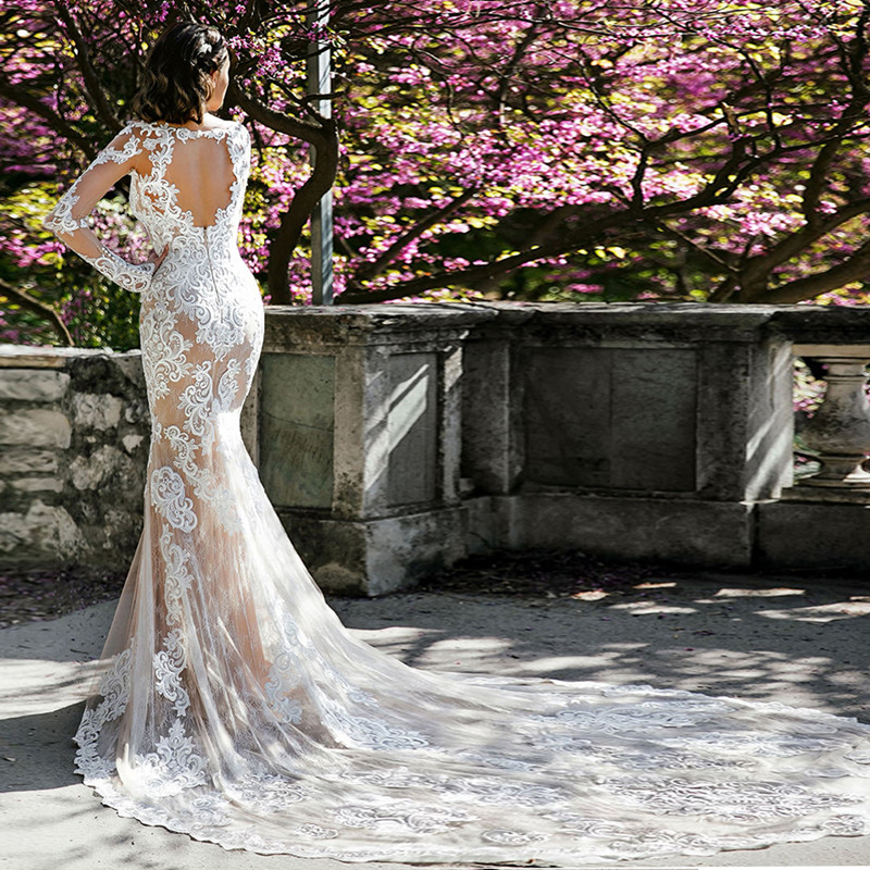 long sleeve dress for bridal shower Zapakasa Women Ivory V-Neck Short Wedding Dress with Lace Bodycon Long  Sleeves Bridal Shower Dress with Sash