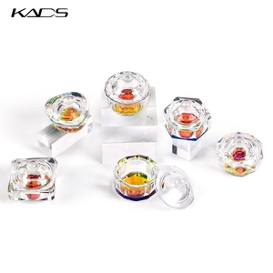 KADS - Juego de 6 Recipientes de Cristal Coloridos para Polvo Acrílico, con Tapa, Tipo Perfume, para Salón de Uñas y Manicura - Product Image 1