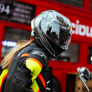 Helm Sepeda Motor, ABS DOT Serat Karbon Wajah Penuh Modular Balap Motocross Shoei Bluetooth Naik Aksesoris Helm Sepeda Motor
