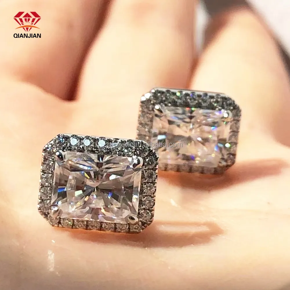 Anting-anting berlian mossanite vvs warna D desain kustom perhiasan anting-anting perhiasan bagus anting-anting moissanite untuk wanita
