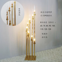 Chandelier sur pied en métal doré de haute qualité à 5/8/10 têtes, ornement de table, support d'allée, lumière décorative LED pour scène de mariage