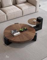 Table basse moderne portable en acier inoxydable avec base réglable en hauteur, rangement en bois, meubles de salon pour la maison et l'hôtel