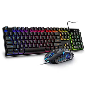 Arcobaleno Retroilluminazione USB keyboard + mouse Set Ergonomica Gaming Keyboard E Mouse Set per PC Del Computer Portatile gamer