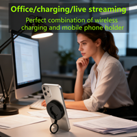 Chargeur sans fil magnétique avec support anneau dissimulé, ultra-mince, portable, plaque de charge magnétique 180 °   Chargeur rapide Rotate Qi pour iPhone