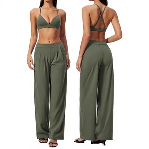 Conjunto Deportivo Personalizado, Sujetador Deportivo Transpirable, Pantalones Anchos, Elásticos en Cuatro Direcciones, Conjunto de 2 Piezas para Fitness y Yoga - Product Image 4