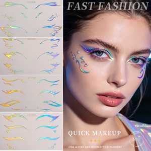 Pegatinas Holográficas Láser Europeas Americanas, Brillantes, de Larga Duración, con Forma Geométrica, para Ojos <span class=keywords><strong>y</strong></span> Rostro, Pegatinas de <span class=keywords><strong>Tatuajes</strong></span> - Product Image 2