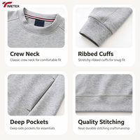 Sweat-shirt à col rond en molleton double tricoté épais pour homme TIMETEX, mélange de coton, coupe oversize, poches zippées, vente en gros OEM