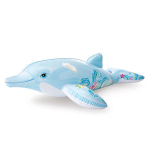Flotteur gonflable en PVC épaissi en forme <span class=keywords><strong>de</strong></span> dauphin <span class=keywords><strong>avec</strong></span> poignées, jouet aquatique durable pour enfants - Product Image 3