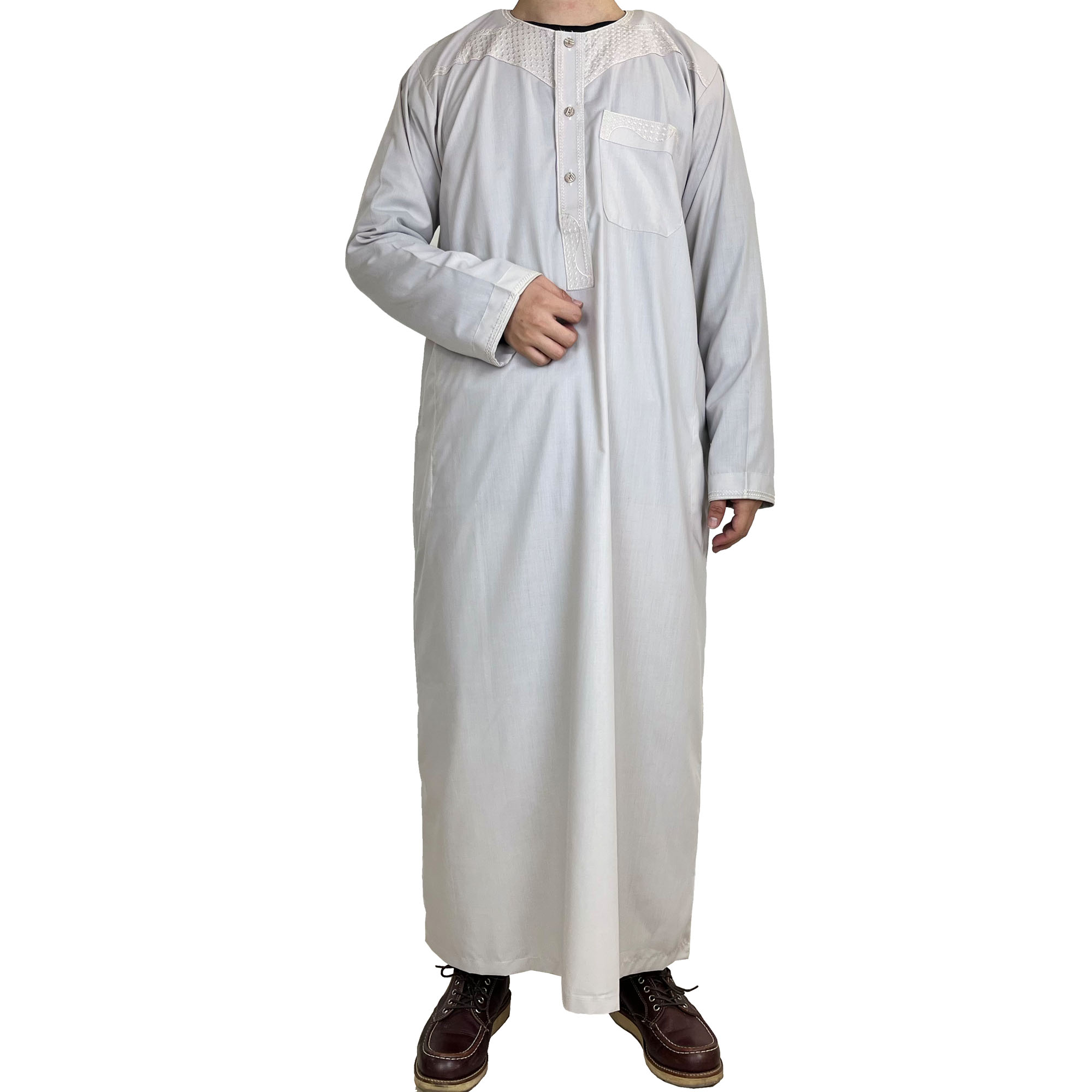 Marocain Riche Coton Doux Bleu Clair Long à Capuche Manche Thobe Juba
