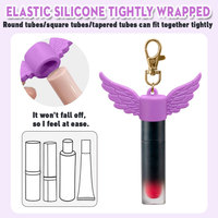 Porte-clés personnalisable en silicone écologique avec motif aile d'ange et impression UV, support cosmétique personnalisable