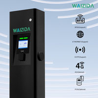 Cargador de Vehículos Eléctricos de 44kW con Doble Conector, Poste de Carga Montado en Pedestal para Estacionamientos Comerciales