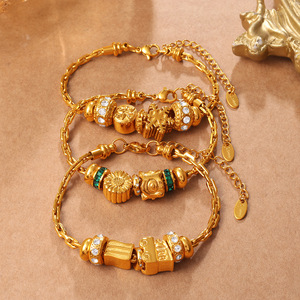 Pulsera de Cuentas Estilo Europeo Americano, con Diseño de Copo de Nieve y Estrella de Ocho Puntas, de Aleación de Zinc, Unisex, para Regalo - Product Image 2