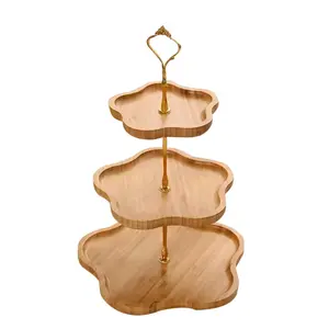 3 Tier Tray Bamboo Tier Serving Stand Cupcake Stand, Cake and Party Round Tray