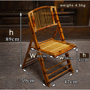 Folding Dining Chair Outdoor Portable Backrest <b>Garden</b> Retro <b>Stool</b> Wedding Event Rattan - Product Image 2
