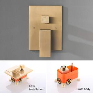 Set Sistema Doccia Oro Spazzolato con <span class=keywords><strong>Soffione</strong></span> a Pioggia e Doccetta, Montaggio a Parete, Valvola e Accessori per Vasca ad Alta Pressione - Product Image 6