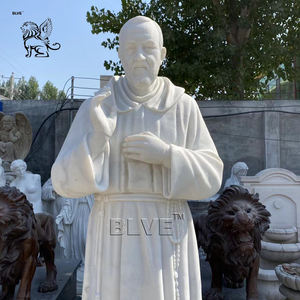BLVE Iglesia católica tallada a mano Sant Padre <span class=keywords><strong>Pio</strong></span> estatua tamaño real mármol padre <span class=keywords><strong>Pio</strong></span> escultura - Product Image 6