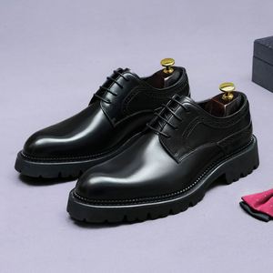 2025 Men's Lightweight High Top Formal Leather Suede Lace-up Platform Shoes Breathable Anti-Slip Thick-Soled Handmade All - Product Image 2