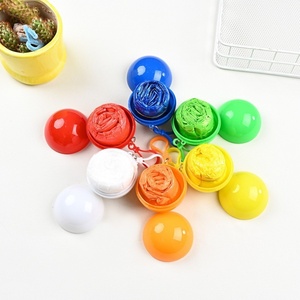 Custom Portable Disposable Ball Poncho Plastic Waterproof Raincoat Poncho Folded in <b>Mini</b> Ball with <b>Keyring</b> for Travel Outdoor - Product Image 6