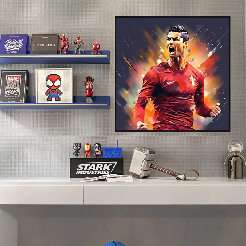 Custom Football Star Ronaldo Wall Picture Poster e impressão Modern Crystal Porcelain Painting Wall Art Pintura abstrata