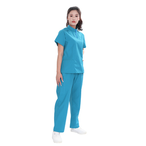 Unisex Hồ Màu Xanh TC Y Tế Scrub Set/Tùy Chỉnh Đồng Phục Y Tế Với 7 Túi | OEM & Nhãn Hiệu Riêng Nhà Sản Xuất - Product Image 3