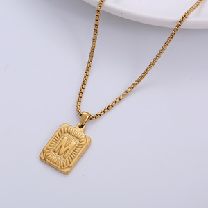 Collar con colgante de acero inoxidable chapado en oro de 18k con inicial de la A a la <span class=keywords><strong>Z</strong></span>, 26 letras, joyería para mujer, venta al por mayor. - Product Image 5