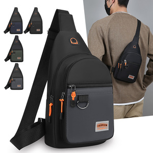 Men's Chest <b>Bag</b> Large Capacity Nylon Shoulder <b>Bag</b> For Commuting And Business Gray Black Green Blue - Product Image 1