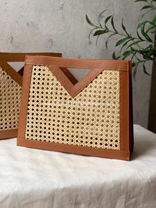 Mùa hè Túi 2025 handwoven <span class=keywords><strong>Top</strong></span> xử lý túi, V da túi xách bãi biển, mía vải túi - Product Image 3