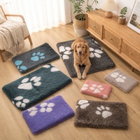 Tapis pour chien en polaire tricoté antidérapant à motif de pattes, couverture imperméable pour animaux de compagnie, literie sèche Vetbed