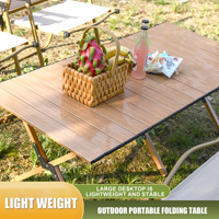 Offre Spéciale extérieur plage utiliser Portable en acier au carbone Table pliante Design moderne enroulable jardin barbecue pique-nique Camping Table