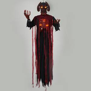 Parlayan gözler ile kırmızı boğa asılı hayalet çığlık korkmuş ses yaşam boyutu Animatronics korku animasyonlu cadılar bayramı dekor - Product Image 1