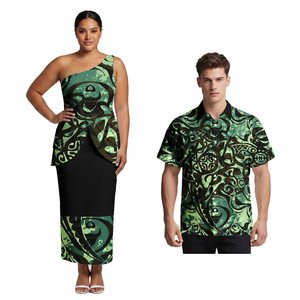 Camisas Hawaianas <span class=keywords><strong>de</strong></span> Playa para Hombre, Elegantes Blusas sin Mangas Samoan Puletasi con Diseño Tribal Polinesio para Parejas, Conjuntos Combinados - Product Image 2