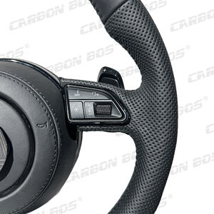 Funda de Cuero Negro de Cobertura Total para <span class=keywords><strong>Volante</strong></span> de Audi B8 B9 S4 Q3 Q8 A1 A3 <span class=keywords><strong>A4</strong></span> A5 A6 A7 R8 RS3 C7 Q5 Q7 S3 S5 8V - Product Image 3