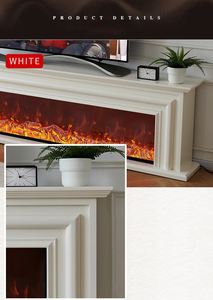 ब्लैक इंडोर डेकोरेटिव रिमोट इन्फ्रारेड एलईडी फ्लेम इलेक्ट्रिक फायरप्लेस कोर व्हाइट फॉक्स वुडन सराउंड फायरप्लेस टीवी स्टैंड मेंटल - Product Image 4