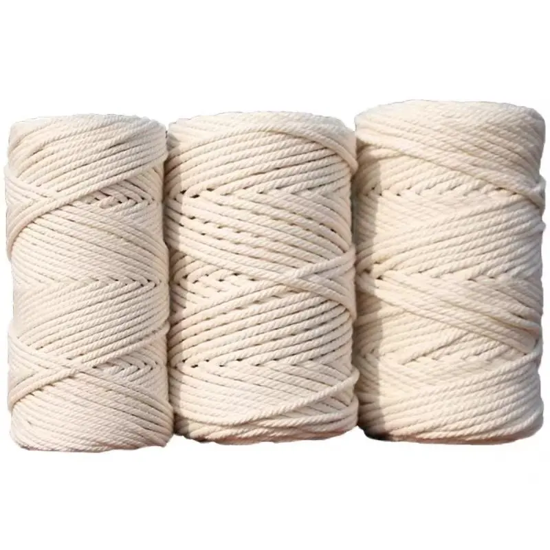 Seils chnur Geflochtene gedrehte Makramee-Baumwolle Fabrik preis 3mm-30mm Farbe Weiß Mehrzweck seil aus 100% Baumwolle für Schuhe