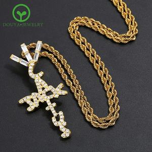 Collier tendance en laiton et zircon avec lettres hip-hop <span class=keywords><strong>Travis</strong></span> Scott <span class=keywords><strong>Cactus</strong></span> Jack pour tous les jours et les soirées - Product Image 3