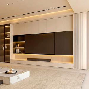 Mobile TV su Misura per Tutta la Casa, Unità Integrata di Lusso in Vetro e Legno Massello per <span class=keywords><strong>Soggiorno</strong></span> di Villa - Product Image 2