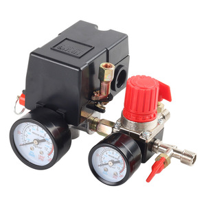 Ensemble de régulateur de pression horizontal G1/2 pour compresseur d'air avec double manomètre 90-120 PSI - Product Image 1