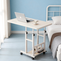 Bureau d'ordinateur réglable pour chambre à coucher, portable, hauteur réglable avec étagère de rangement