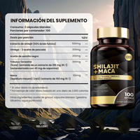 Gélules de Shilajit + Maca, Tribulus Terrestris, Oméga-3, Huile de Nigelle – Soutient l'énergie et la santé immunitaire – Fabrication OEM/ODM pour adultes