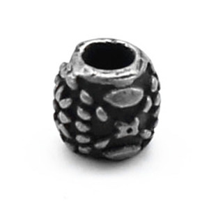 yunnique Retro Pattern Black <b>Spacer</b> Beads Stainless Steel Cylindrical For Bracelet Making Jewelry Findings Components - Product Image 1