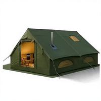 Tente de camping gonflable avec cheminée, abri cabane à ossature pneumatique 4 saisons pour 6 à 8 personnes, hiver, extérieur