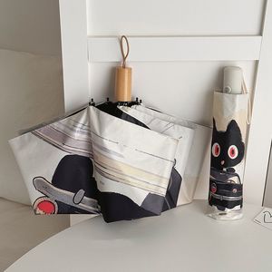 Paraguas de Viaje Personalizado con Estampado de Gato y Camión, Protección UV, Resistente al Viento, Plegable y Compacto <span class=keywords><strong>para</strong></span> Mujer - Product Image 3